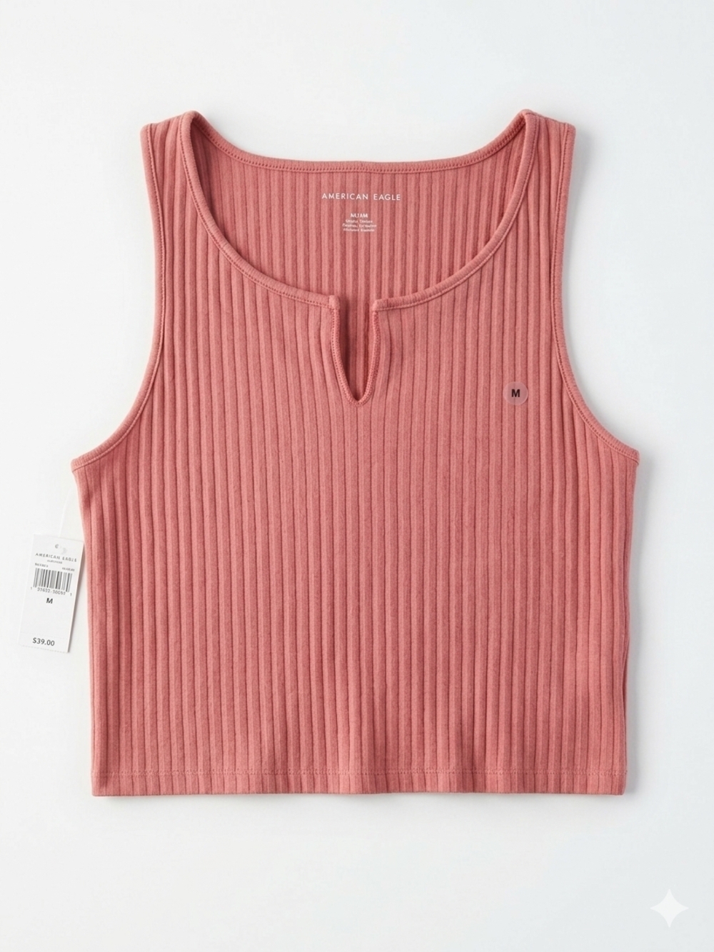 NWT American Eagle Ribbed Notch Neck Crop Tank Top - Medium